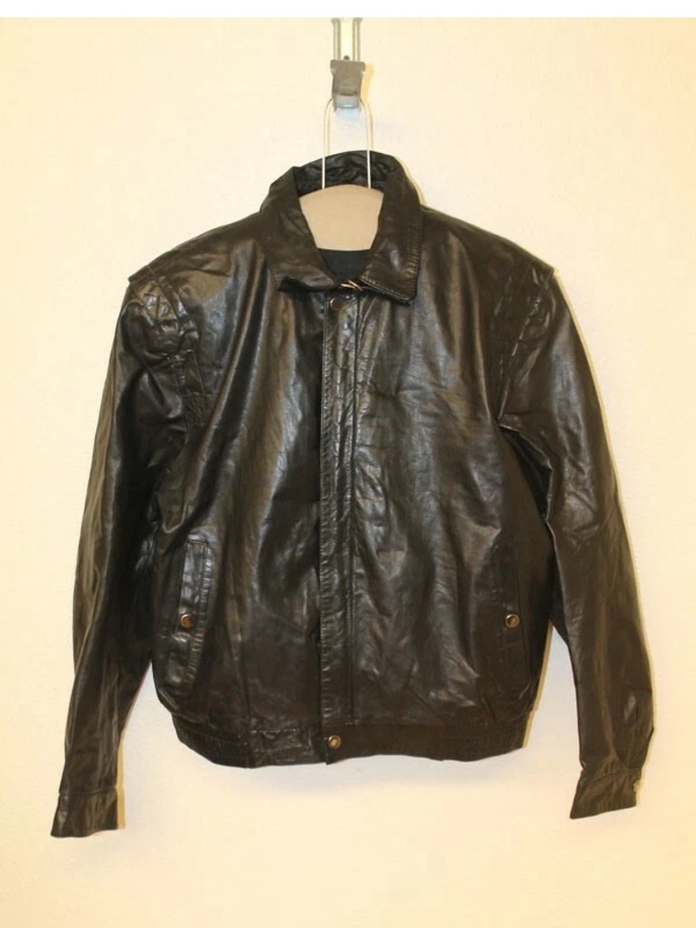 MENS REED VINTAGE BLACK LEATHER CAFE RACER/MOTORCYCLE JACKET SZ 42 Like New
